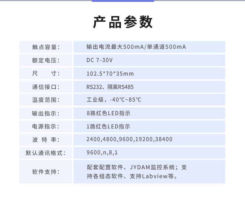 DAM-0808D-YD 工業(yè)級(jí)I/O模塊產(chǎn)品參數(shù)