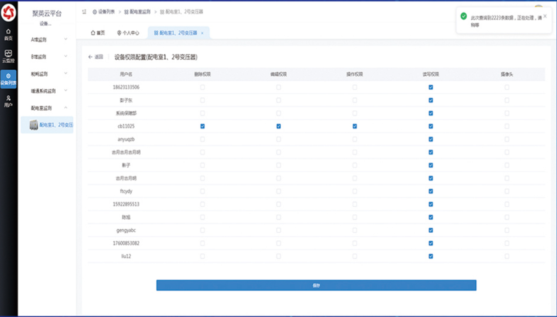 聚英動環(huán)監(jiān)測平臺權(quán)限管理功能