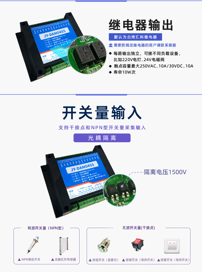 DAM-0455 工業(yè)級(jí)數(shù)采控制器開關(guān)量輸入